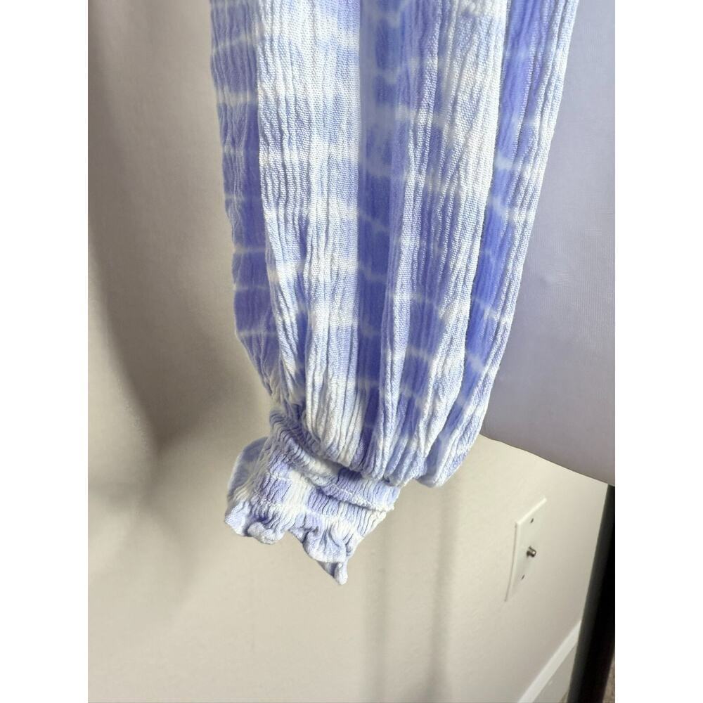 REVOLVE Majorelle Tie Dye Wrap Babydoll Y2K Wrap Longsleeve Sz S Blue V Neck - Picture 4 of 9